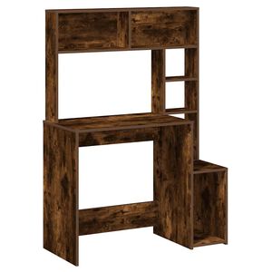 vidaXL Pisalna miza s policami dimljen hrast 100x45x140 cm inž. les