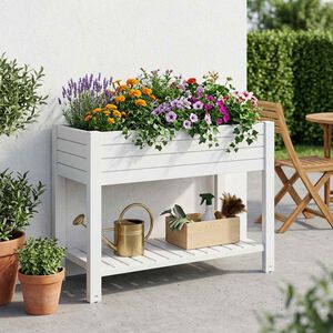 vidaXL Vrtna visoka greda bela 110x45x79 cm polipropilen