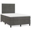 vidaXL Box spring postelja z vzmetnico temno siva 120x200 cm žamet