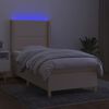 vidaXL Box spring postelja z vzmetnico LED krem 80x200 cm blago