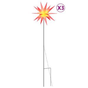 vidaXL Božične svetilke s konicami 3 kosi LED zložljive rdeče 35 cm