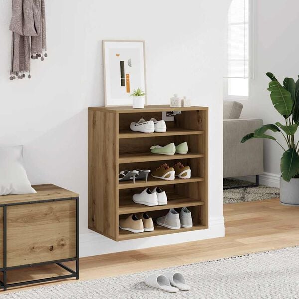 vidaXL Omarica za čevlje artisan hrast 60x35x70 cm inženirski les