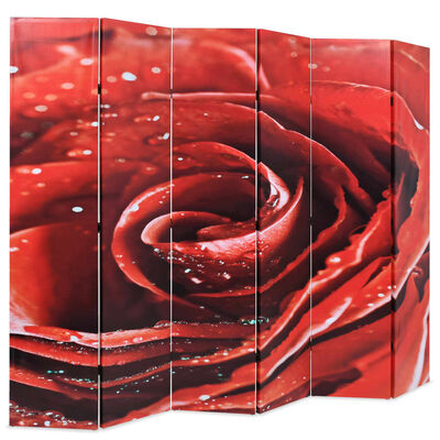 vidaXL Zložljiv paravan 228x170 cm vrtnica rdeč