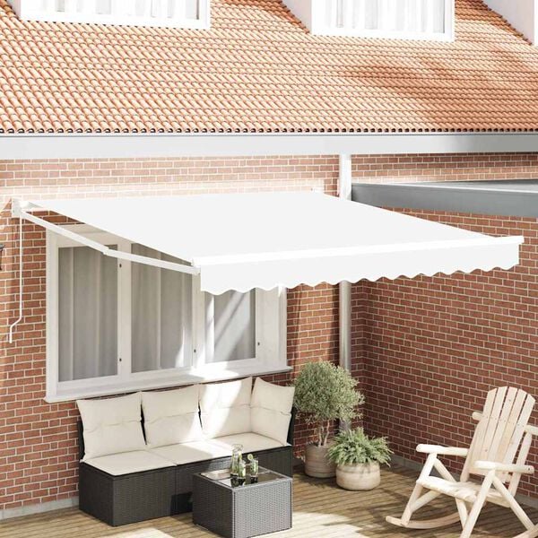 vidaXL Retraktilna tenda Bela 350 x 250 cm blago
