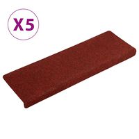 vidaXL Preproge za stopnice 5 kosov bordo rdeče 65x21x4 cm