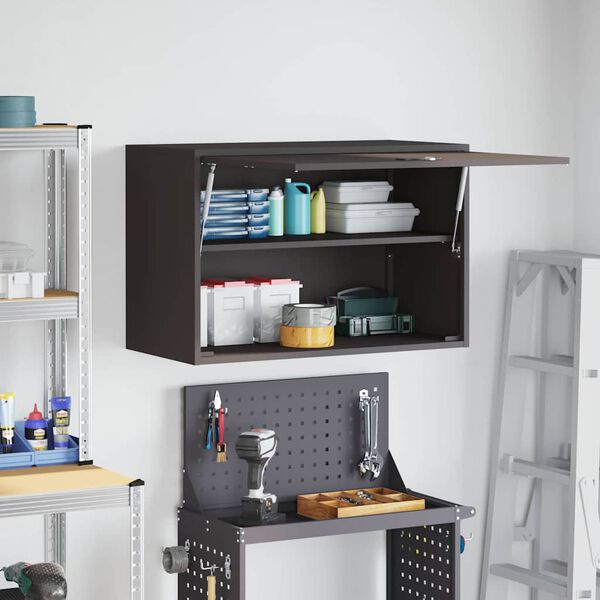 vidaXL Stenska omara za garažo Črna 80 x 40 x 53 cm