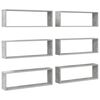 vidaXL Stenske police kockaste 6 kosov betonsko sive 80x15x26,5 cm