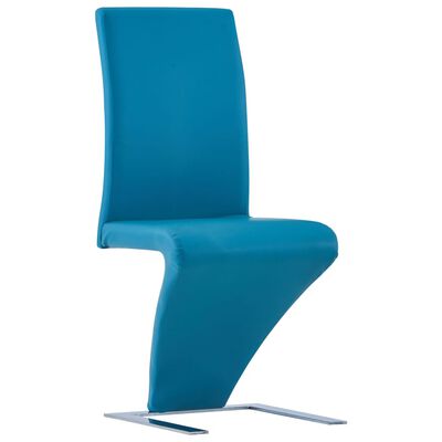 vidaXL Jedilni stoli cikcak oblike 4 kosi modro umetno usnje