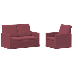 vidaXL Kavčna garnitura 2 pcs Vinorodna rdeča Blago