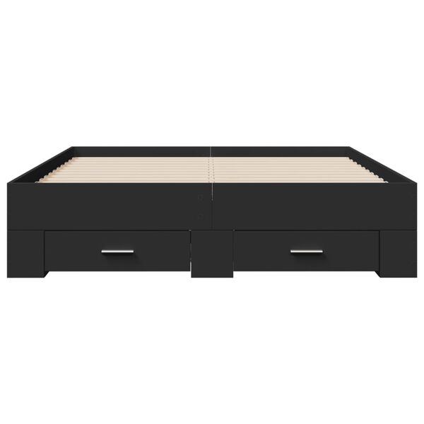 vidaXL Posteljni okvir s predali črn 120x200 cm inženirski les