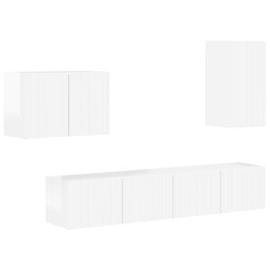 vidaXL Set omare za televizijo na steni 4 pcs Visok sijaj bela