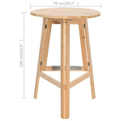 vidaXL Zložljiva barska miza 78 cm iz lesa jelke