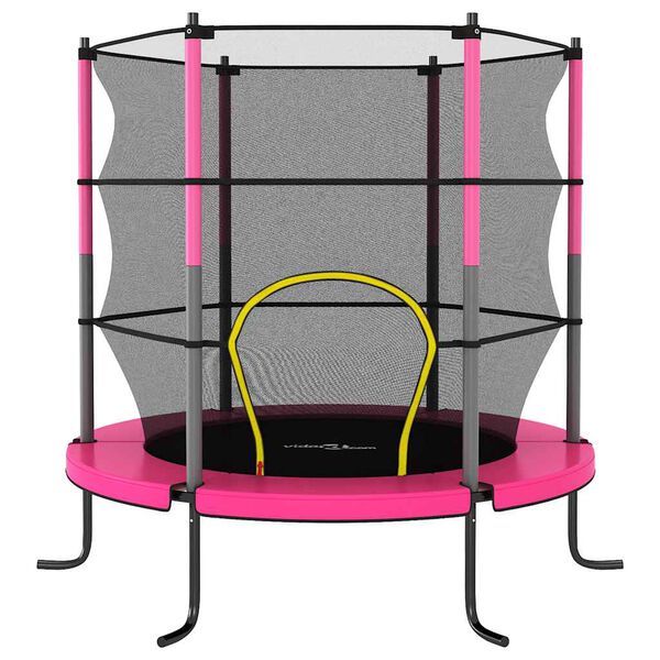 vidaXL Trampolin z varnostno mrežo okrogel 140x160 cm roza