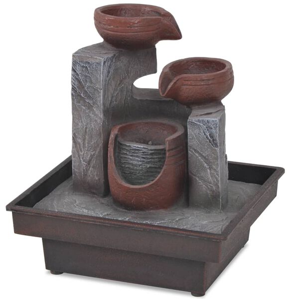 vidaXL Notranja fontana z LED osvetlitvijo poliresin