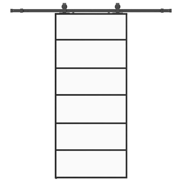 vidaXL Drsna vrata z opremo črna 90x205 cm ESG steklo