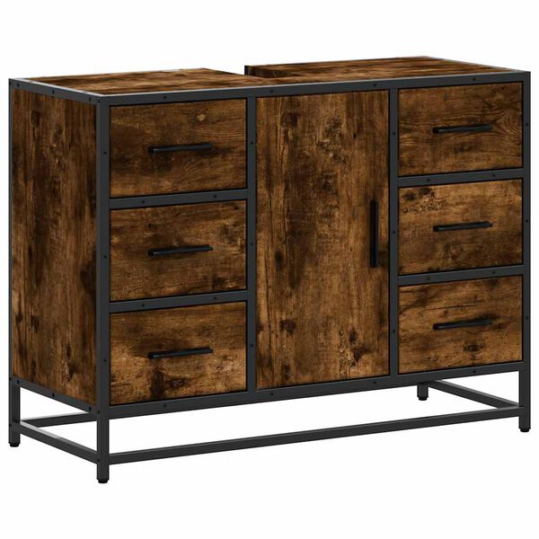 vidaXL Kopalni&scaron;ka omarica za umivalnik dim. hrast 80x33x60 cm inž. les