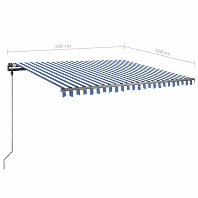 vidaXL Prostostoječa ročno zložljiva tenda 450x350 cm modra/bela