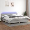 vidaXL Box spring postelja z vzmetnico LED sv. siva 200x200 cm blago