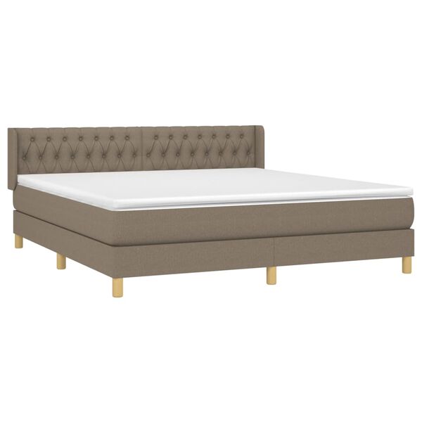 vidaXL Box spring postelja z vzmetnico taupe 180x200 cm blago
