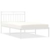 vidaXL Kovinski posteljni okvir z vzglavjem bel 107x203 cm