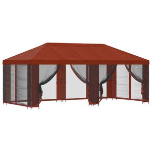 vidaXL Vrtni gazebo s stranskimi stenami 6 x 3 m Terakota