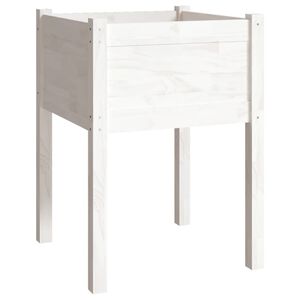 vidaXL Vrtno cvetlično korito belo 50x50x70 cm trdna borovina