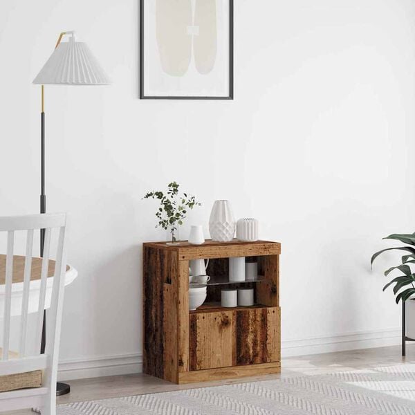 vidaXL LED bočni predalnik Rjava 60,5 x 37 x 67 cm Konstruiran les