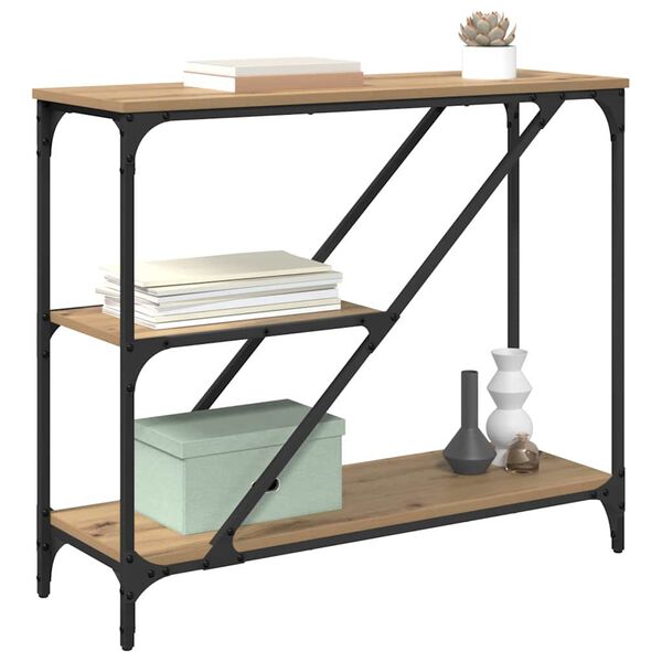 vidaXL Konzolna miza Umetni hrast 88,5 x 30 x 75 cm Konstruiran les