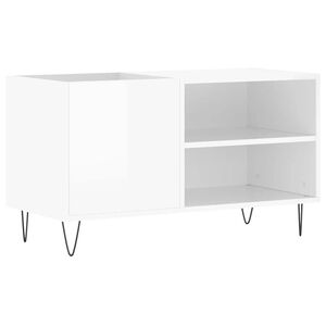 vidaXL Omarica za gramofonske plo&scaron;če sijaj bela 85x38x48 cm inž. les