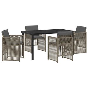 vidaXL Komplet za jedilnico v vrtu 5 pcs Siva Pra&scaron;no lakirano jeklo