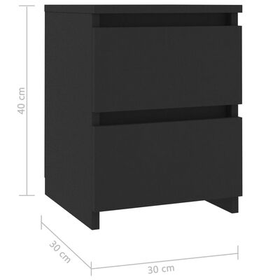 vidaXL Nočne omarice 2 kosa črne 30x30x40 cm iverna plošča