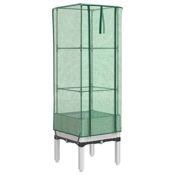 vidaXL Visoka greda s prevleko za rastlinjak videz ratana 40x40x140 cm