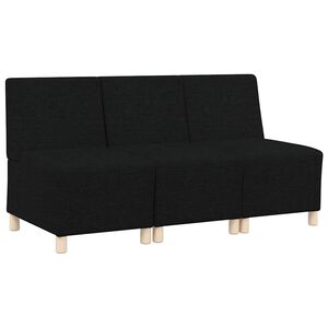 vidaXL Modularna sofa enota brez naslonov 3 kos Črna blago