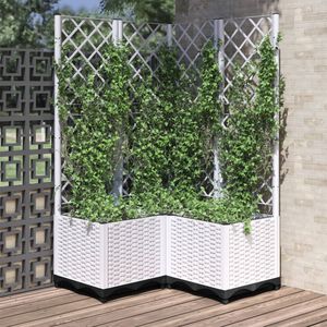 vidaXL Cvetlično korito z oporno mrežo belo 80x80x136 cm PP