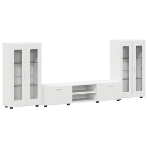 vidaXL Komplet TV omaric s predalom FLORIN 3 pcs Bela Konstruiran les