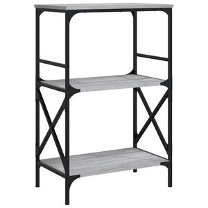 vidaXL Knjižna omara 3-nadstropna siva sonoma 59x35x90,5 cm in. les
