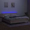 vidaXL Box spring postelja z vzmetnico LED krem 160x200 cm blago