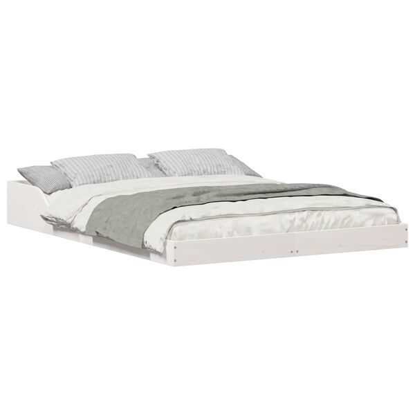 vidaXL Konstrukcija postelje Bela 120 x 200 cm Masivno borovo les