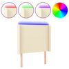 vidaXL LED posteljno vzglavje krem 103x16x118/128 cm umetno usnje