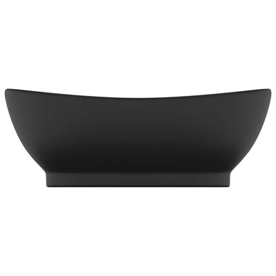 vidaXL Razkošen umivalnik ovalen mat črn 58,5x39 cm keramika