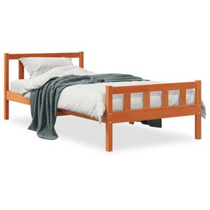 vidaXL Posteljni okvir brez vzmetnice vo&scaron;čeno rjav 75x190 cm borovina