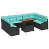 vidaXL Komplet za jedilnico v vrtu z blazino 10 pcs Črna in Teal