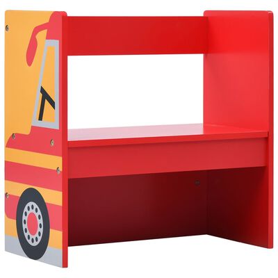vidaXL Komplet otroške mize in stolov 3-delni gasilski tovornjak les