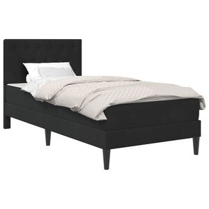 vidaXL Posteljni okvir z vzmetnico z vzglavjem Črna 90 x 190 cm Žamet