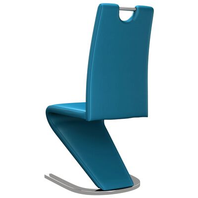 vidaXL Jedilni stoli cikcak oblike 2 kosa modro umetno usnje