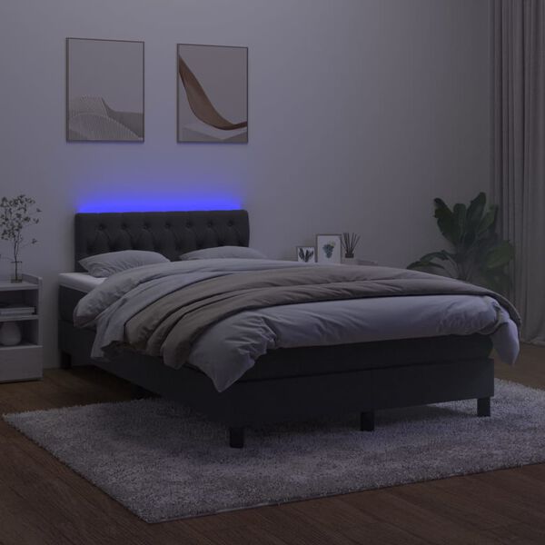 vidaXL Box spring postelja z vzmetnico LED črna 120x200 cm žamet