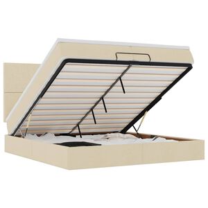 vidaXL Otomanski posteljni okvir z vzmetnicami krem 200x200 cm blago