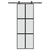 vidaXL Drsna vrata z opremo 76x205 cm kaljeno steklo in aluminij