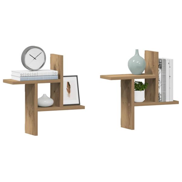 vidaXL Stenske police 2 kosa artisian hrast 38x12x38 cm inženirski les