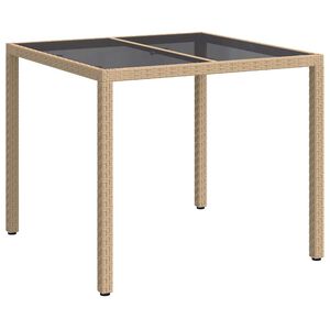 vidaXL Vrtna miza Bež 90 x 90 x 75 cm poli ratan